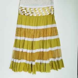 Boho maxi skirt/peasant skirt yellow sz M
